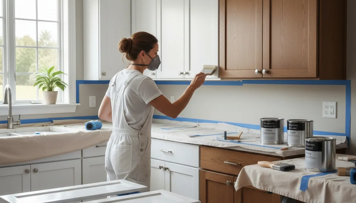 Cabinet painting in Spokane, WA by Spokane Paint Pros for a kitchen cabinet makeover