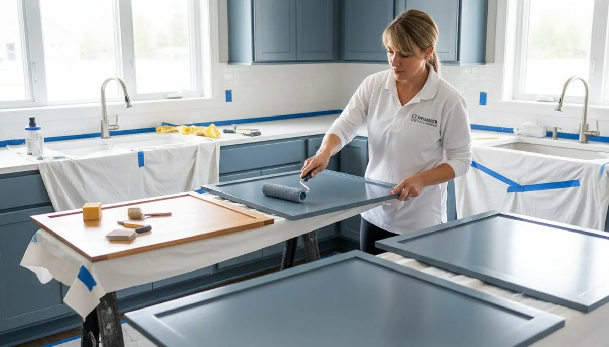 Cabinet painting in Spokane, WA by Spokane Paint Pros for a fresh kitchen finish