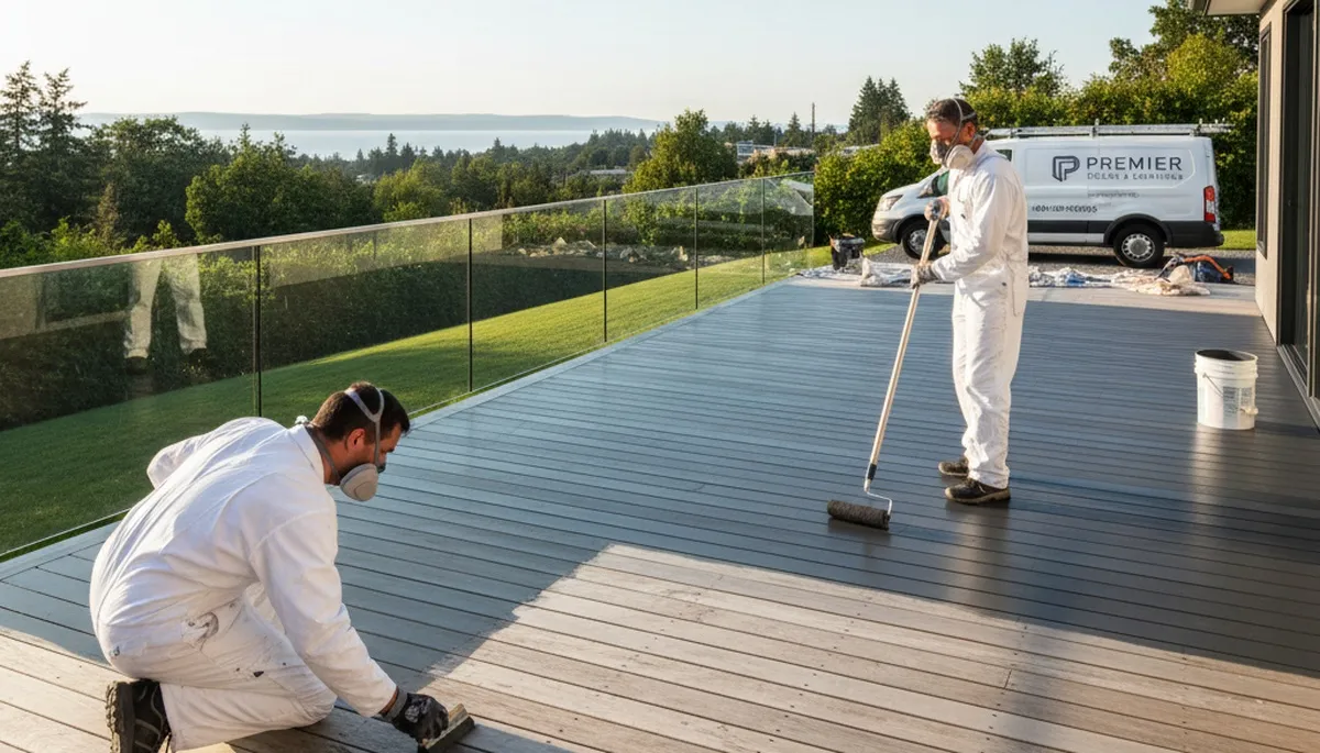 Deck painting service in Spokane, WA protecting wood from four-season weather and freeze-thaw cycles