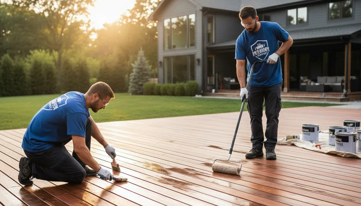 Professional deck sealing in Spokane, WA to protect wood from moisture and UV damage