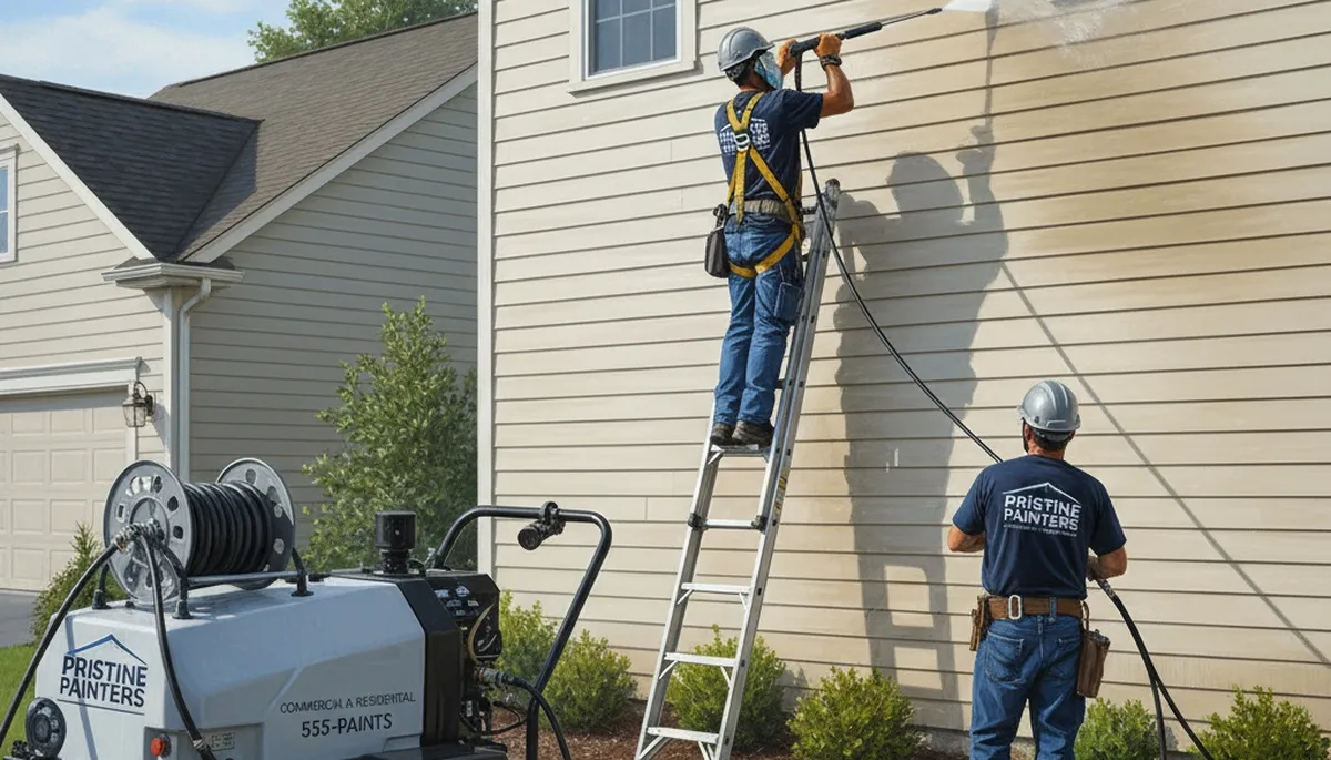Vinyl siding pressure cleaning in Spokane, WA by Spokane Paint Pros, removing buildup and restoring curb appeal