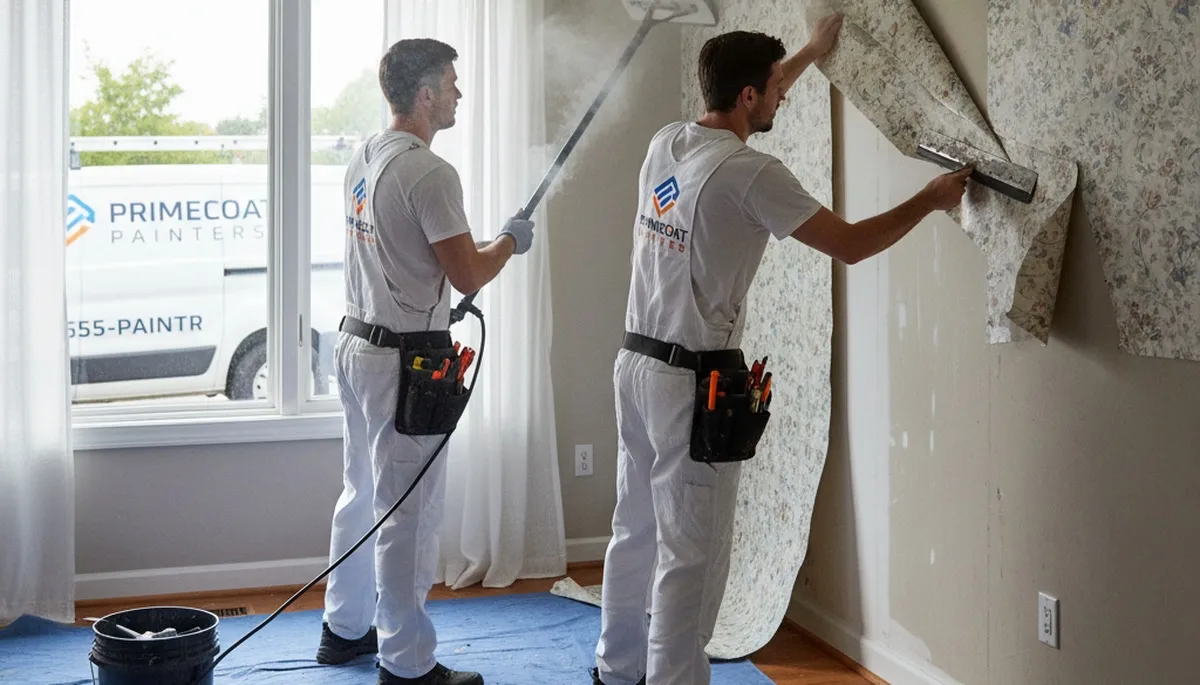 Spokane Paint Pros safely removing wallpaper in Spokane, WA for a clean repaint prep